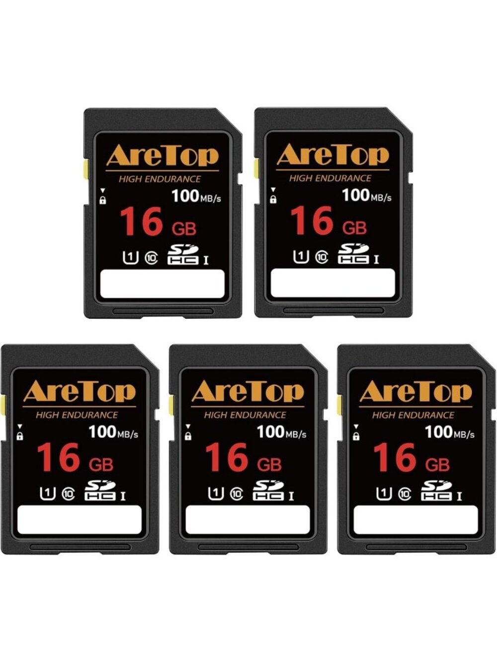 16GB SD Card 5 Pack, UHS-I Class 10 High-Speed Memory Cards for Cameras & More
